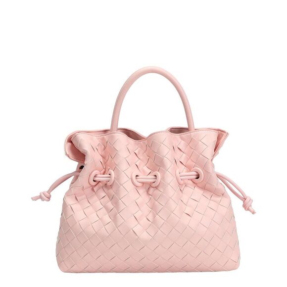 Tiffany & Fred Paris Handbags - Tiffany & Fred Paris Hand-Woven Leather Drawstring Satchel, Pink